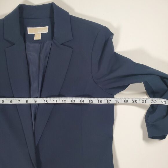 Michael Kors Women’s Blazer Size 4 Navy Blue Ruched 3/4 Sleeve Lined Classic - Picture 8 of 13